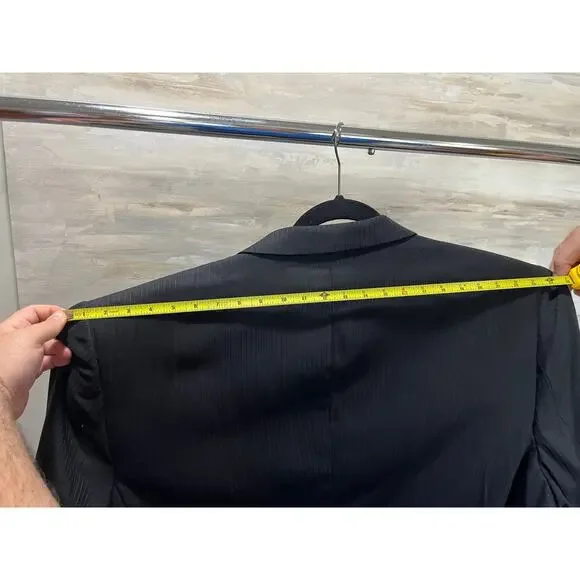 Mens Lineage Black Striped Suit Size 56L NEW